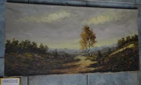 HEIDE MET BERKEN * OLIEVERF * Geen Lijst *, Antiek en Kunst, Kunst | Schilderijen | Klassiek, Ophalen of Verzenden
