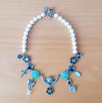 Glitz-ketting met parels en blauwe Swarovski-steentjes, Sieraden, Tassen en Uiterlijk, Kettingen, Overige materialen, Gebruikt