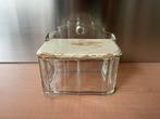 Vintage Glazen Zoutbakje met Houten Deksel, Antiek en Kunst, Ophalen of Verzenden