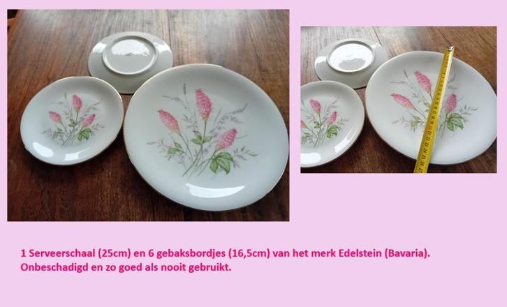 Feestelijke gebaksbordjes met serveerschaal!!, Huis en Inrichting, Keuken | Servies, Zo goed als nieuw, Bord(en), Overige stijlen