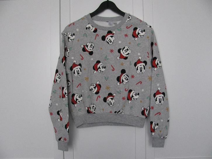 Kersttrui / sweater met print Mickey Mouse, maat S, Kleding | Dames, Truien en Vesten, Zo goed als nieuw, Maat 36 (S), Grijs, Verzenden