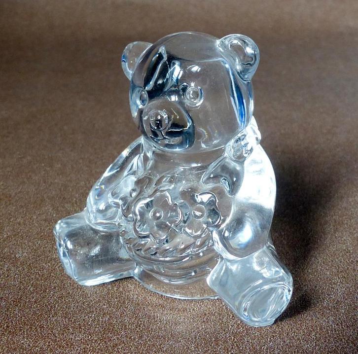Cristal D'Arques Ourson kristallen beeldje teddybeer bloemen, Verzamelen, Beelden en Beeldjes, Gebruikt, Dier, Ophalen of Verzenden