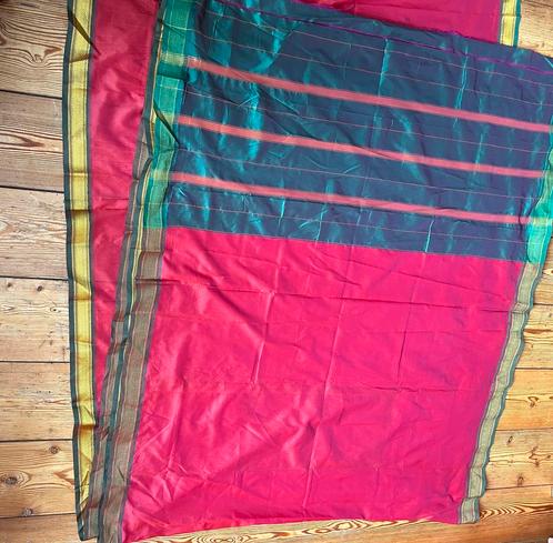 Zijde sari uit India 5+ meter, Hobby en Vrije tijd, Stoffen en Lappen, Zo goed als nieuw, Satijn of Zijde, 30 tot 120 cm, 200 cm of meer