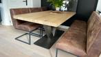Old Wood eiken tafel Roma met geborsteld onderstel 200 x 100, Huis en Inrichting, Tafels | Eettafels, 50 tot 100 cm, Industriaal