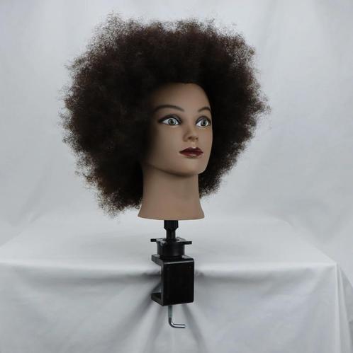 Kappershoofd 100% Menselijk Kroes Haar Oefenhoofd Kapperskop, Diversen, Schoolbenodigdheden, Nieuw, Verzenden