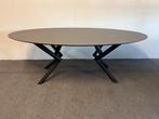 Ovale eettafel HPL antraciet 220x120, 100 tot 150 cm, 200 cm of meer, Ophalen of Verzenden, Zo goed als nieuw