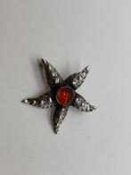 B325 Prachtige zilveren zeester broche Georg Kramer, Ophalen of Verzenden, Zilver, Broche, Met edelsteen