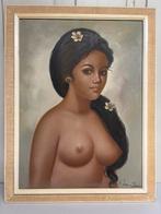 Schilderij dame bali naakt, Antiek en Kunst, Ophalen of Verzenden