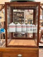 Toonbank vitrine, antiek glas, hout,, Ophalen, Frans, 50 tot 100 cm, Glas