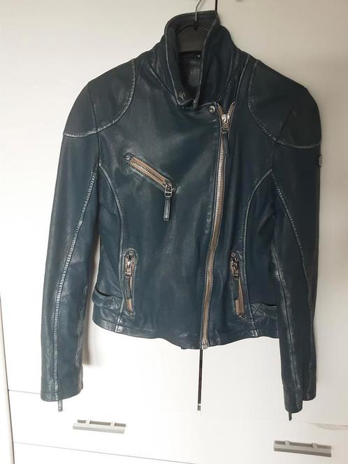 Gipsy leer jas, Kleding | Dames, Jassen | Zomer, Zo goed als nieuw, Blauw, Ophalen of Verzenden