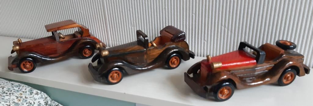 Houten Vintage Auto's - Set van 3, Antiek en Kunst, Ophalen of Verzenden