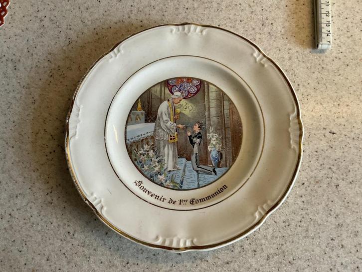 Vintage Boch Frères La Louvière Communie Bordje, Antiek en Kunst, Antiek | Schalen, Ophalen of Verzenden