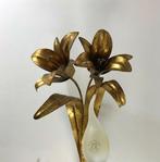 Vergulde wandlamp met lelies circa 1960, Ophalen of Verzenden, Zo goed als nieuw, Overige materialen