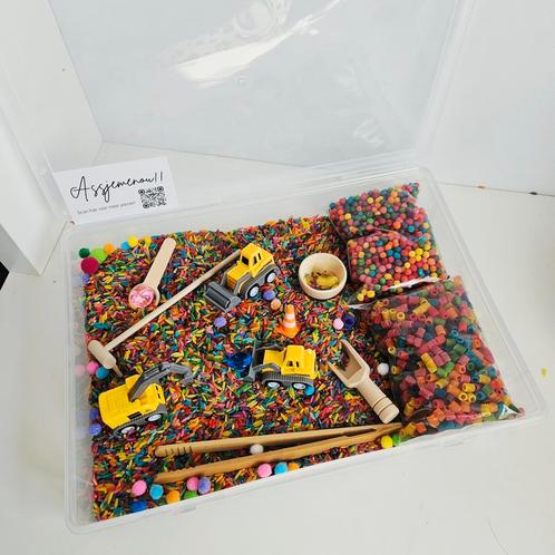 Speelbak compleet XL Bouwplaats - sensorisch speelgoed, Kinderen en Baby's, Speelgoed | Educatief en Creatief, Ophalen of Verzenden