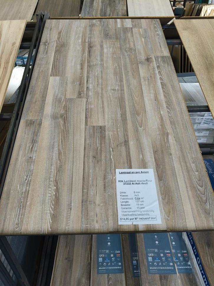 Masterfloor Ash rivoli Klik Laminaat, Huis en Inrichting, Stoffering | Vloerbedekking, Nieuw, Laminaat, Overige kleuren, 75 m² of meer
