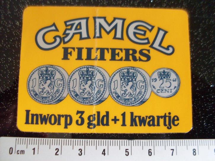ruit sticker camel filters logo inworp 3 gld + 1 kwartje, Verzamelen, Stickers, Zo goed als nieuw, Merk, Verzenden