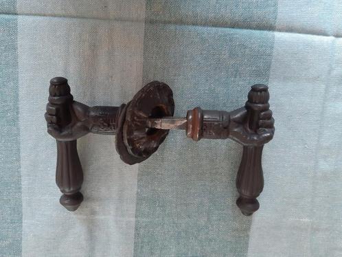 gietijzeren handje deurklinken, perfecte set, niet versleten, Antiek en Kunst, Curiosa en Brocante, Ophalen of Verzenden