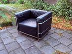 Le Corbusier Design Replica Zwart Leer Fauteuil Stoel Koopje, Huis en Inrichting, Fauteuils, Ophalen, Metaal, Gebruikt, Minder dan 75 cm