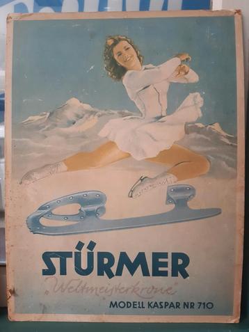 Stürmer Schaatsen Reclamebord - Vintage karton beschikbaar voor biedingen