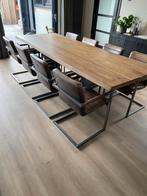 Grote eiken boomstamtafel, 280cm lang! Incl 8 stoelen, Ophalen of Verzenden, Vijf personen of meer, Rechthoekig, 200 cm of meer