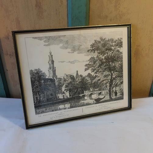 Amsterdam Westerkerk Vleeschhal afbeelding in lijst 39,5 x32, Huis en Inrichting, Woonaccessoires | Schilderijen, Tekeningen en Foto's