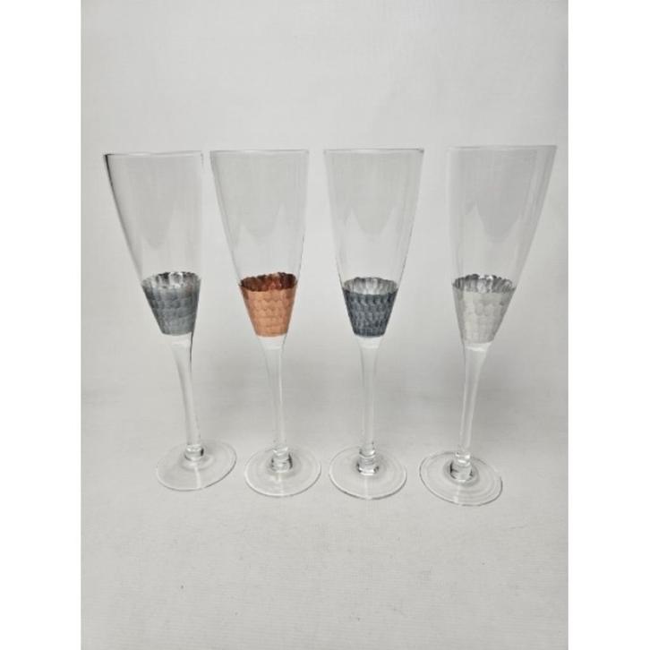 # 4 Birch Lane Flutes Champagne Glazen Goud Zilver Antraciet, Verzamelen, Glas en Borrelglaasjes, Zo goed als nieuw, Overige typen