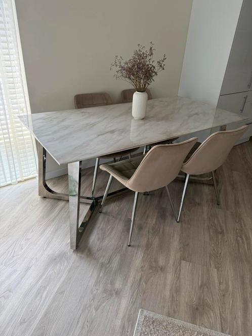 Mermer eettafel + middentafel – als set!, Huis en Inrichting, Tafels | Eettafels, Zo goed als nieuw, 50 tot 100 cm, 150 tot 200 cm