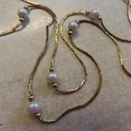 Vergulde ketting Monet jaren 80 met pareltjes faux pearls, Verzenden, Zo goed als nieuw, Goud, Overige materialen