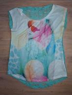 Gekleurd T-Shirt met Kant (M), Maat 38/40 (M), Ophalen of Verzenden, Korte mouw, Gedragen