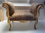 Barok Beddenbankje Luipaardprint Goudkleurig Frame, Antiek en Kunst, Antiek | Meubels | Stoelen en Banken, Ophalen