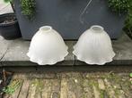 Vintage Lampenkappen Wit Glas - Set van 2, Huis en Inrichting, Ophalen, Gebruikt, Wit, Rond