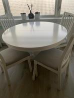 Complete ronde eettafel + stoelen, Ophalen of Verzenden, Zo goed als nieuw, 4 tot 6 stoelen