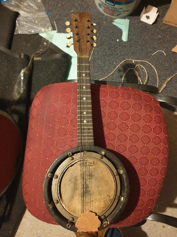 Oude mandoline banjo, Muziek en Instrumenten, Snaarinstrumenten | Banjo's, Gebruikt, Overige typen, Ophalen