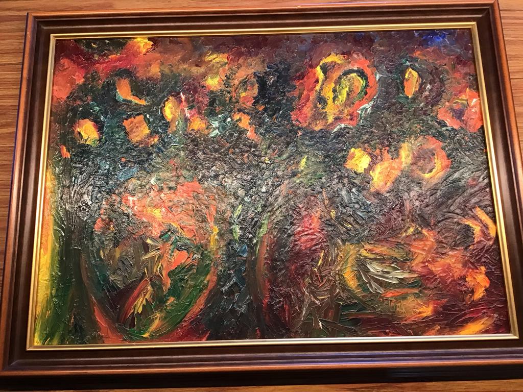 Abstract Schilderij met Warme Kleuren, Antiek en Kunst, Kunst | Schilderijen | Klassiek, Ophalen