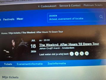 THE WEEKNX 2X STAANTICKETS 18 JULI 2026 beschikbaar voor biedingen