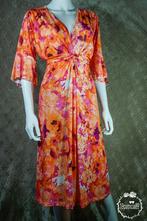 Curvy knotted long paint dress oranje, roze, fuchsia nieuw, Maat 38/40 (M), Lots of goodies, Overige kleuren, Nieuw