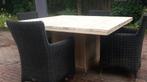Tuintafel eettafel kolompoot kloostertafel 116x116cm, Ophalen, Nieuw, Vierkant, Hout