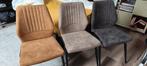 Set van 3 moderne eetkamerstoelen – cognac, taupe & antracie, Ophalen, Zo goed als nieuw, Overige kleuren, Stof