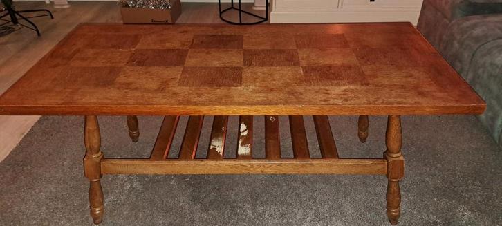 Houten salontafel, Huis en Inrichting, Tafels | Salontafels, Gebruikt, Minder dan 50 cm, 50 tot 100 cm, 100 tot 150 cm, Rechthoekig