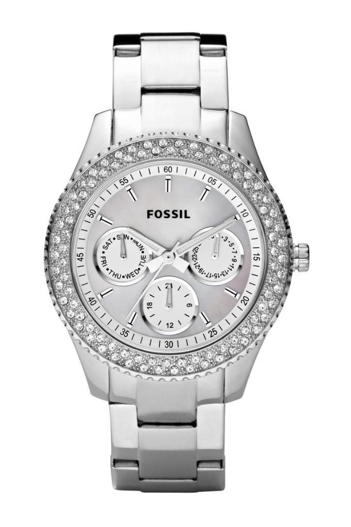 Fossil ES2860 dameshorloge, Sieraden, Tassen en Uiterlijk, Horloges | Dames, Zo goed als nieuw, Fossil, Staal, Staal, Met strass