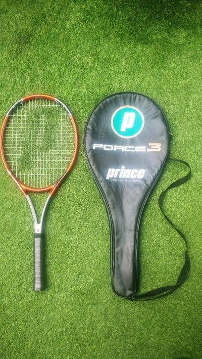 Prince Force 3 Oversize L3 Oranje-grijs-wit, Sport en Fitness, Tennis, Gebruikt, Racket, Prince, L3, Ophalen of Verzenden