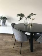 * Zeer mooie ronde matzwarte eiken eettafel 129 cm *, Rond, Ophalen of Verzenden, Zo goed als nieuw, Vijf personen of meer