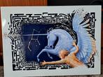 Unicorn & Man - Emaille Belgie Kunstwerk, Antiek en Kunst, Antiek | Emaille, Ophalen of Verzenden