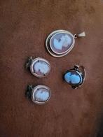Gouden ring, hanger, oorclips met camee, Sieraden, Tassen en Uiterlijk, Oorbellen, Ophalen of Verzenden, Goud, Goud