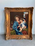 Vintage Wandtapijt Maria met Kind in Gouden Lijst, Antiek en Kunst, Ophalen