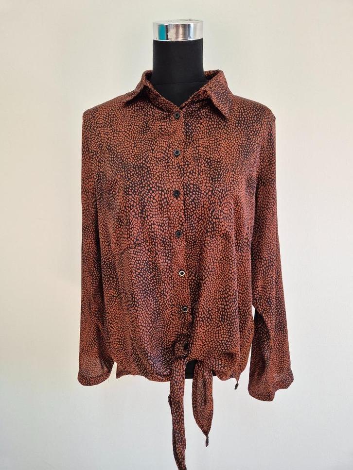 Top06AN - Bruin-zwarte Ambika blouse maat XL (1), Kleding | Dames, Blouses en Tunieken, Zo goed als nieuw, Maat 46/48 (XL) of groter