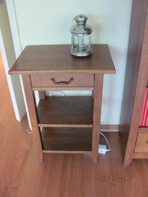 HOUT eiken BIJZETTAFELTJE tafeltje SANDERS hal 50x35x70 IZGS, Huis en Inrichting, Tafels | Sidetables, Zo goed als nieuw, 25 tot 50 cm