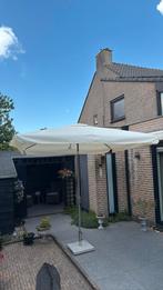 Parasol 250x250 (vierkant) ecru met slinger ,knikbaar, Ophalen, Zo goed als nieuw