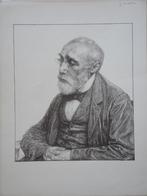 Jan Veth litho "Portret Jozef Israels", proefdruk in bruin, Antiek en Kunst, Ophalen