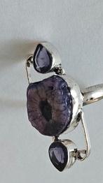 Ambachtelijke  amethist  ring zilver, Verzenden, Zo goed als nieuw, Zilver, Dame of Heer